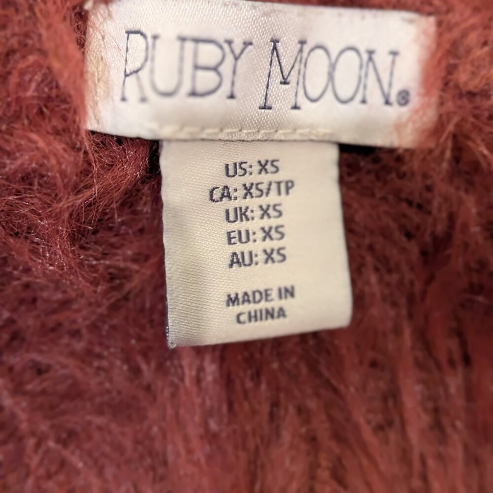 Ruby Moon Wine Red Cut Out Fuzzy Sweater Tunic, S… - image 7